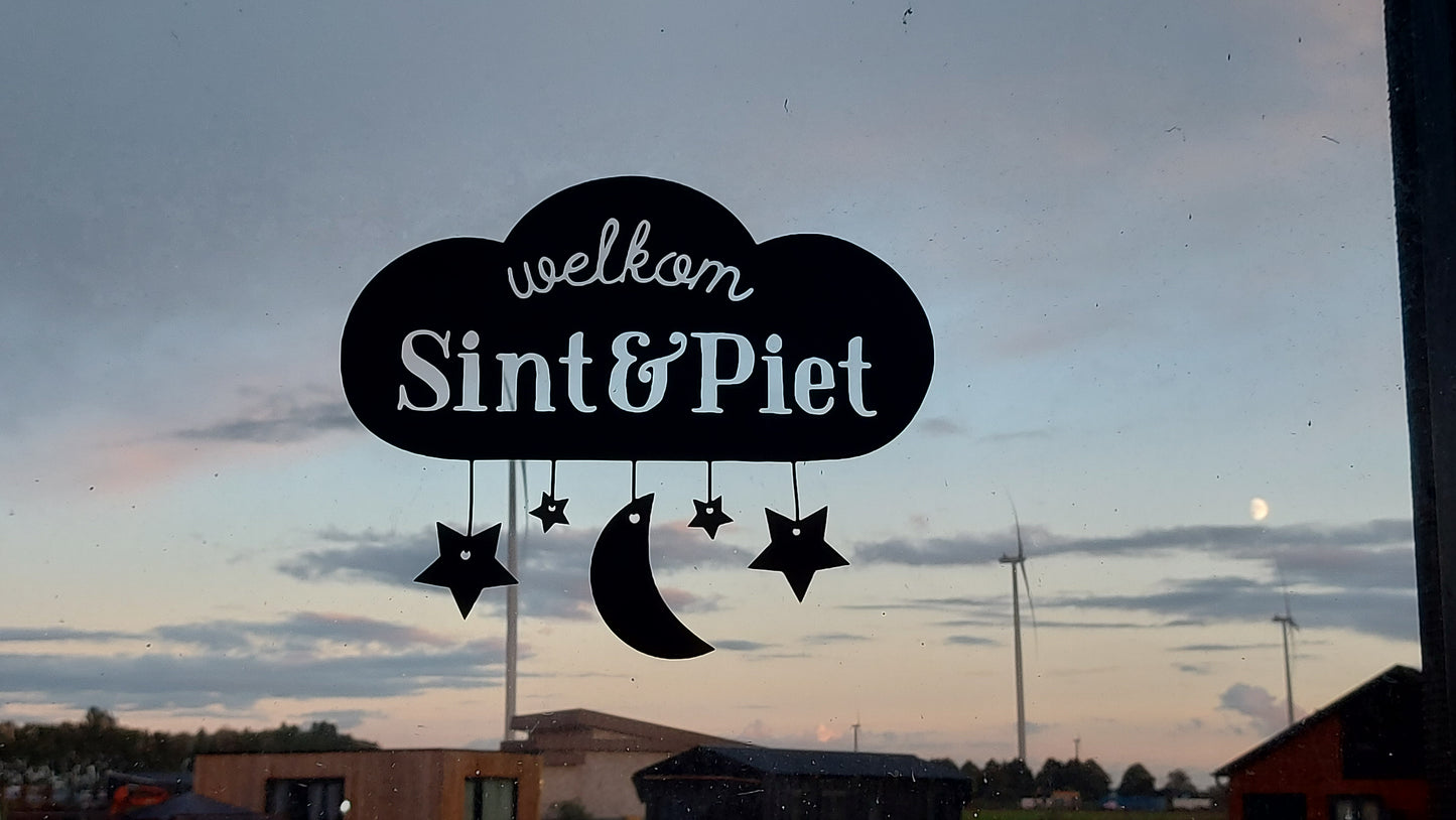 Raamsticker Welkom Sint en Piet de luxe
