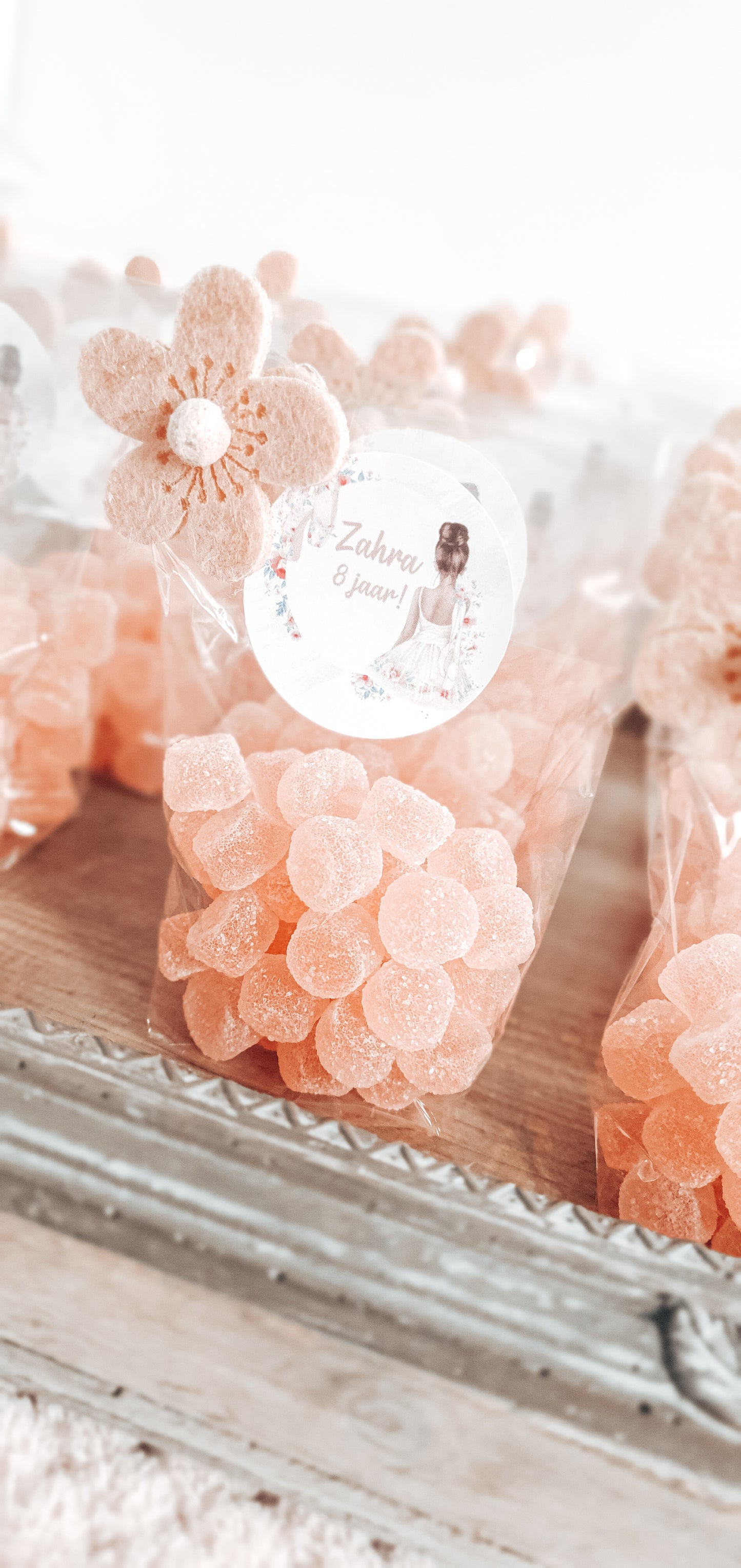Traktatiestickers Ballerina naam en leeftijd