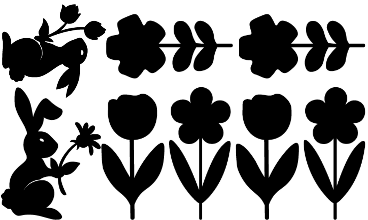 Raamstickers Haasjes en bloemen