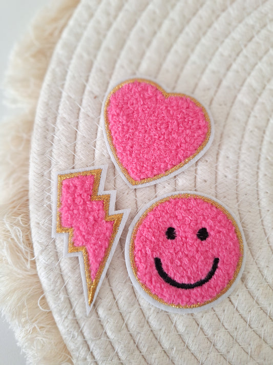 Patch | Smiley set donker roze