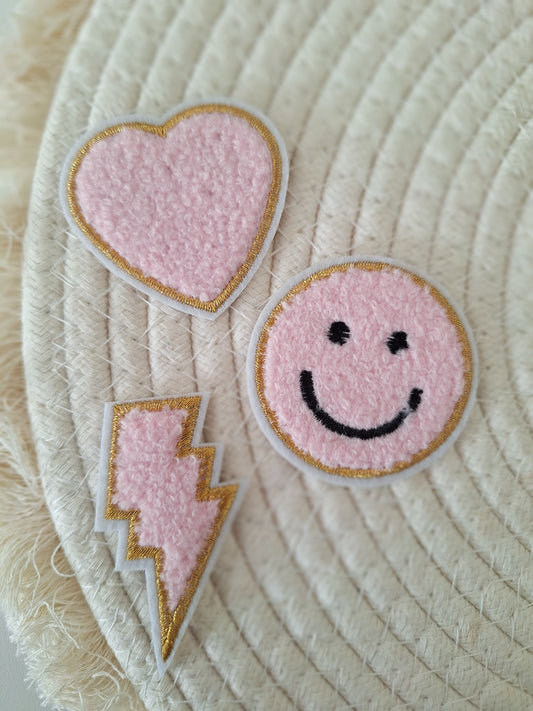 Patch | Smiley set licht roze